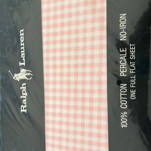 Flat Sheet pink gingham Ralph Lauren NWT
